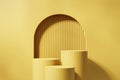 Yellow Minimal Background Podium Platform For Product Display Presentation 3D Rendering