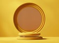 Yellow Minimal Background Podium Platform For Product Display Presentation 3D Rendering