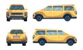 Yellow minivan set. Family or business transportation. Front, back Royalty Free Stock Photo