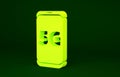 Yellow Mobile with 5G new wireless internet wifi icon isolated on green background. Global network high speed connection