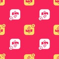 Yellow Mobile stock trading concept icon isolated seamless pattern on red background. Online trading, stock market Royalty Free Stock Photo