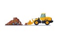 Yellow Modern Bulldozer for Garbage Cleaning, Heavy Special Landfill Machinery, Waste Transportation and Recycling