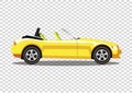 Yellow modern cartoon colored cabriolet car isolated on transpar Royalty Free Stock Photo