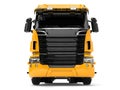 Yellow modern heavy transport truck - front view Royalty Free Stock Photo