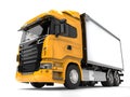 Yellow modern heavy transport truck - low angle shot Royalty Free Stock Photo