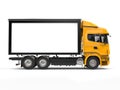 Yellow modern heavy transport truck - side view Royalty Free Stock Photo