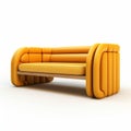 Yellow Modern Sofa In Retro Futurism Style