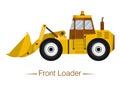 Yellow modern wheel front loader. Special equipment for landfills and construction, loading and unloading works