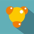 Yellow molecule icon, flat style