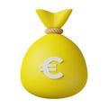 Yellow Money Bag Euro 3D Illustration Royalty Free Stock Photo