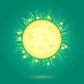 Yellow Moon and Floral Frame Royalty Free Stock Photo