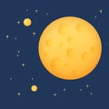 Yellow Moon with Stars in Space