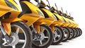 Yellow moped scooter parking Transport wheel 3d render on white