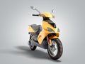 Yellow moped scooter Transport wheel 3d render on grey gradient