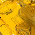 Yellow motherboard backside Royalty Free Stock Photo