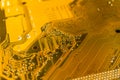 Yellow motherboard backside Royalty Free Stock Photo
