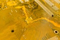 Yellow motherboard backside Royalty Free Stock Photo