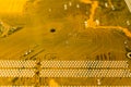 Yellow motherboard backside Royalty Free Stock Photo