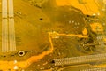Yellow motherboard backside Royalty Free Stock Photo