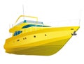 Yellow motor boat. Sea yacht for fishing and leisure time. Luxury expensive motorboat. Royalty Free Stock Photo