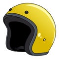 Yellow Motorbike Classic Helmet Retro Vintage Drawing Vector Illustration