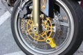 Yellow Motorbike Disc Brake Lock Royalty Free Stock Photo