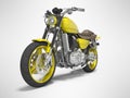 Yellow motorbike on two places front view 3d render on gray background with shadow
