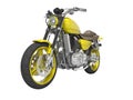 Yellow motorbike on two places front view 3d render on white background no shadow