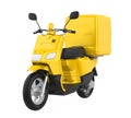 Yellow Motorcycle Delivery Box Isolated