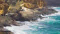 The Yellow mountain on the ocean coast in Costa del Silencio