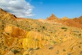 Yellow mountain valley canyon Skazka in Kirgyzstan Royalty Free Stock Photo