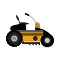 Yellow mower grass machine isolated on white background