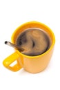 Yellow mug from coffee Royalty Free Stock Photo