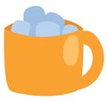 Yellow mug with marshmellows, icon