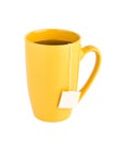Yellow mug of tea isolated on white background Royalty Free Stock Photo