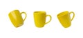 Yellow mug in three isolated positions. Versatile image ideal for Print-on-Demand design