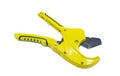 Yellow Multifunction Ratchet type PVC Tube and Plastic Pipe Cutter, Pipe Cutting, Plumbing Pipe, Wire and Trunking cutter scissors Royalty Free Stock Photo