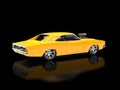 Yellow muscle car - black showroom Royalty Free Stock Photo