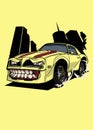 YELLOW MUSCLE CAR MONSTER Royalty Free Stock Photo
