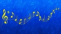 Yellow Music Notes in Blue Background