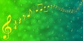 Yellow Music Notes in Green Gradient Banner Background