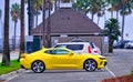 Yellow Mustang in Long Beach Lot