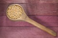 Mustard seed in wooden spoon