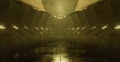 Yellow Mysterious Dark Scene Empty Hallway Corridor Room Garage Studio Dance Glowing 3D Render