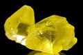 Yellow native sulphur crystals