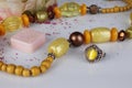 Yellow necklace with beads