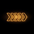 Yellow neon arrow with glowing effect