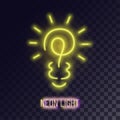 Yellow neon lightbulb icon