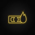 Yellow neon icon dollar, money, fire.Transparent background. Yellow neon vector icon Royalty Free Stock Photo