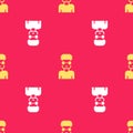 Yellow Nerd geek icon isolated seamless pattern on red background. Vector